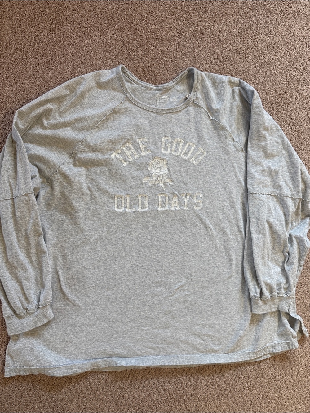 aerie Light Gray 'The Good Old Days' Long Sleeve Tee
